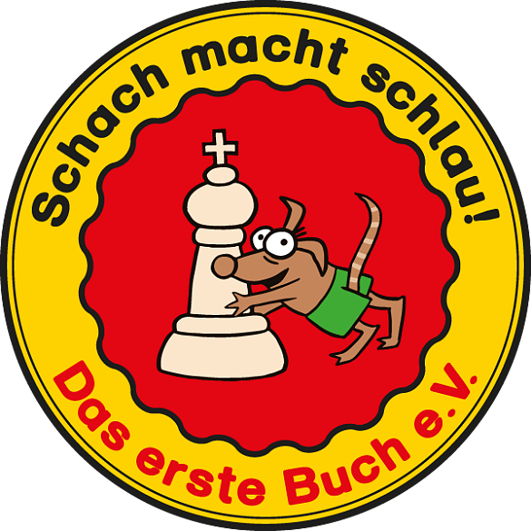 Schach macht schlau! Logo: Hund mit Schachfigur