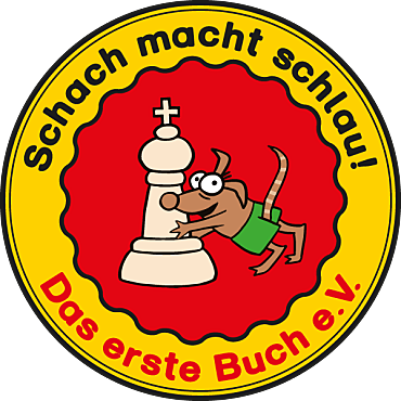 Schach macht schlau! Logo: Hund mit Schachfigur