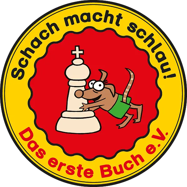 Schach macht schlau! Logo: Hund mit Schachfigur