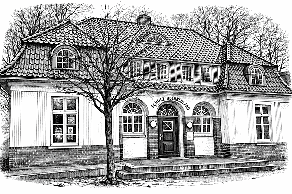 Schulgebäude mit roten Dachziegeln